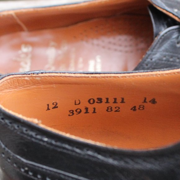 Vintage 80s Black Kangaroo Leather Wingtips, Dack's Canada, Men's 12 D - Picture 9 of 13
